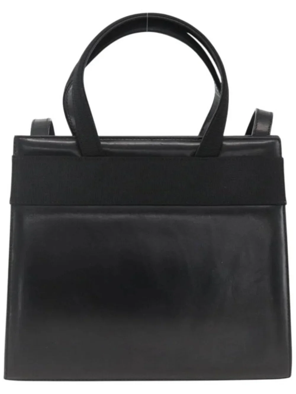 Salvatore Ferragamo Vala Ribbon Hand Bag Leather 2way Black Gold Auth ka3380